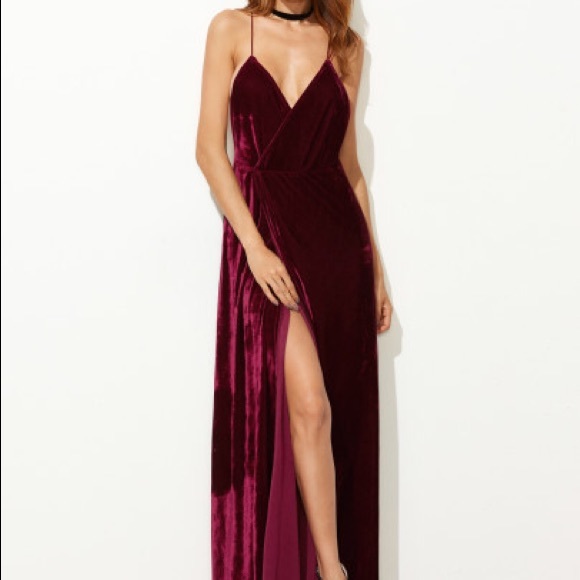 LAST‼️Burgundy Maroon strappy velvet- dress - Picture 2 of 8